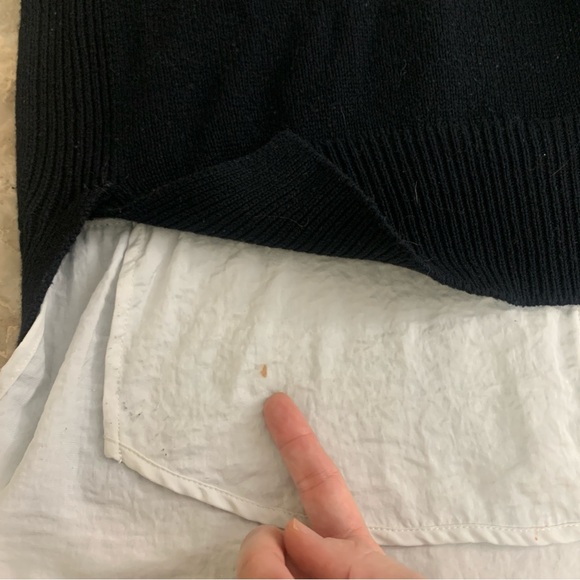 Brochu Walker M Looker Lucie Layered Sweater Shirt Cashmere Blend Black White! - Picture 6 of 16